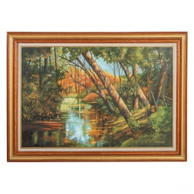 Wayne Hovis 20C Florida River Landscape Painting