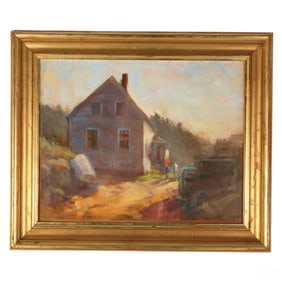 Impressionist Rural Farmhouse Landscape Painting