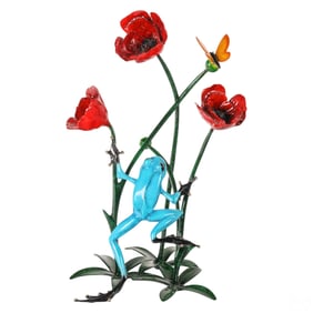 Tim Cotterill b.1950 Bronze Poppy Frog Sculpture