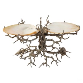 Maitland Smith Abalone Seashell Bronze Caviar Dish