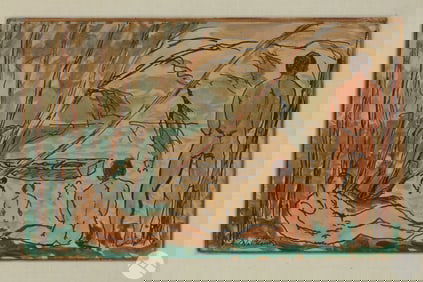 Abraham Walkowitz 1878-1965 Beach Scene Painting