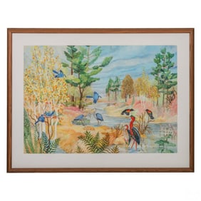 Stanley Folsom 20/21C Watercolor Wetlands Painting