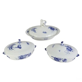 Royal Copenhagen Blue Flowers 3pc Covered Tureens