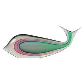 Luigi Onesto Murano Sommerso Glass Fish Sculpture