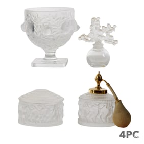 Lalique Crystal Art Glass Vase Perfume Bottle LOT