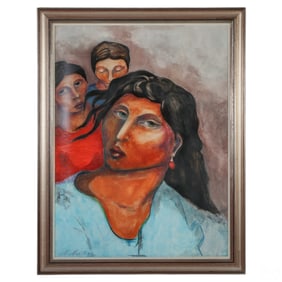 Miguel Martinez b.1951 Three Latin Woman Painting