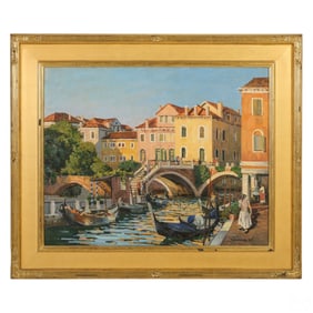 T M Nicholas b.1963 Venetian Canal Scene Painting