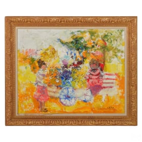 Willering Epko b.1928 Charette de Fleurs Painting