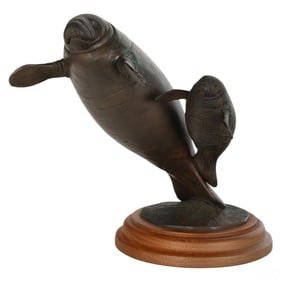 David H. Turner (b.1961) Bronze Manatee Sculpture