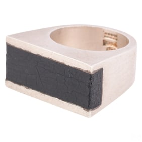Gucci Italy Sterling Inlay Wood Designer Ring SZ 6