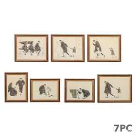 J Herr 20C Figural Judaica Ink Drawings ESTATE LOT