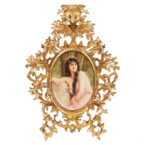 19C KPM Porcelain Portrait Plaque Signed Wagner