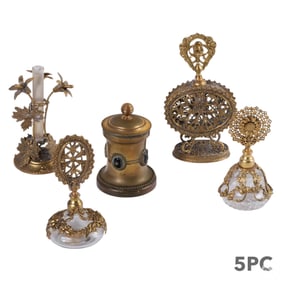 Tiffany Co Makers Box & Brass Filigree Bottle LOT