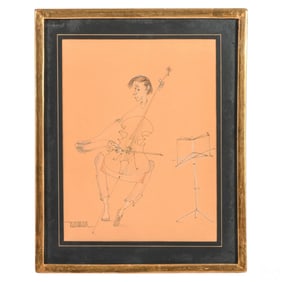 Leonardo Nierman 1932-2023 Ink & Crayon Drawing
