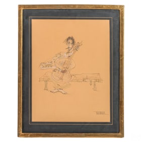 Leonardo Nierman 1932-2023 Ink & Crayon Drawing