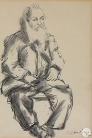 Chaim Gross 1904-1991 Graphite Portrait Drawing