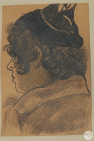 Joseph Stella 1877-1946 Young Man Portrait Drawing