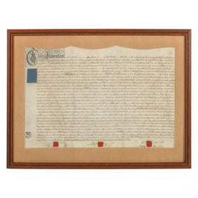 Antique 18C Wax Sealed English Indenture Document
