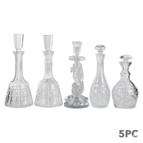 Waterford Crystal Decanter and Candlestick 6pc LOT