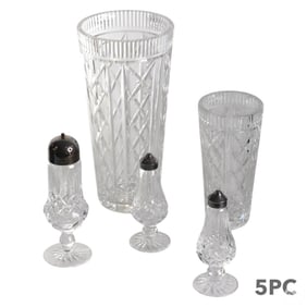 Waterford Crystal Vase Salt Pepper & Muffineer LOT