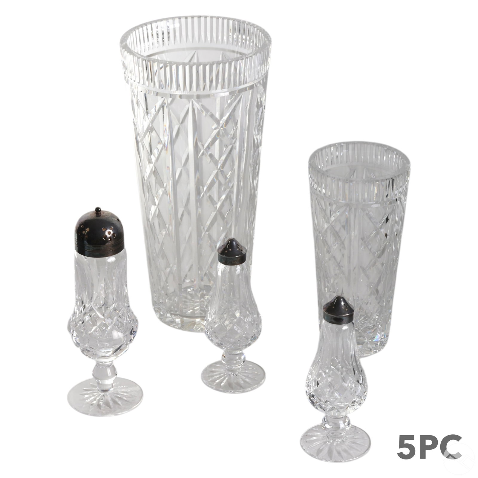Waterford Crystal Vase Salt Pepper & Muffineer LOT (1 of 6)