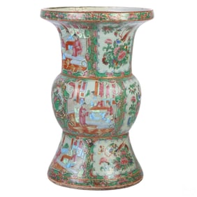 Chinese Famille Rose Porcelain Figural Floral Vase