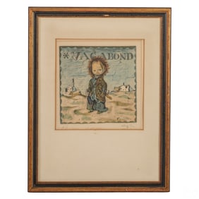 Leonard Foujita 1886-1968 LE Wanderer Print SIGNED