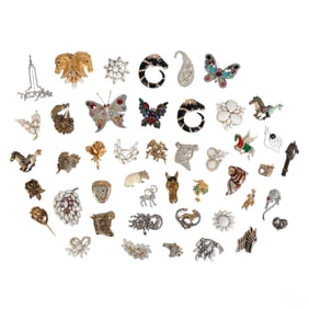Weiss JJ Les Bernard Jeweled Pin & Brooch 45pc LOT