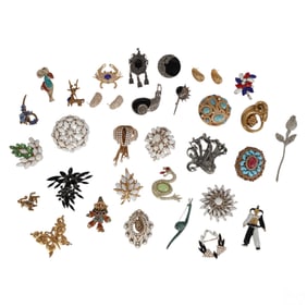 Vintage Costume Jewelry Brooch Earrings 31pc LOT