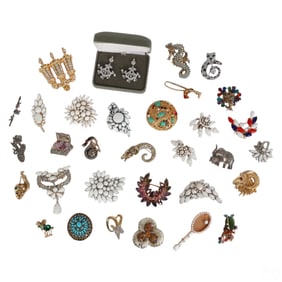 Designer Vintage Costume Brooch 30pc ESTATE LOT