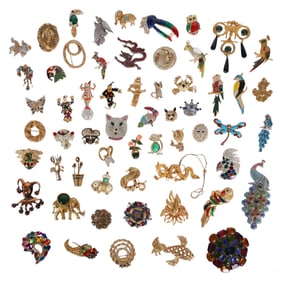 Enamel Rhinestone Whimsical Vintage Brooch 50p LOT