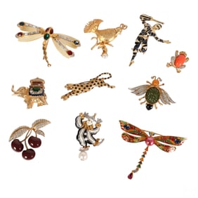 Ciner KJL Rivers Jewel Designer Costume Brooch LOT