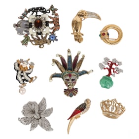 Daus Givenchy KJL Ciner Giorgio Vintage Brooch LOT