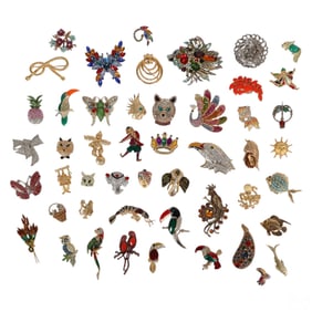 Enamel Rhinestone Whimsical Vintage Brooch 49p LOT