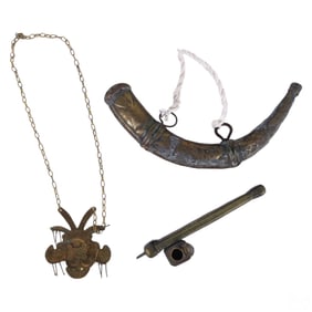 Powder Horn Ottoman Inkwell Pendant Necklace LOT