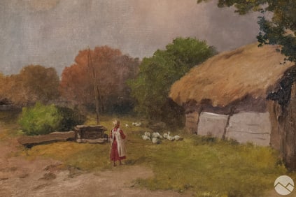 Laszlo Neogrady 1896-1962 Farm Landscape Painting