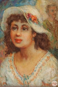 Antal Jancsek 1907-1985 Portrait of Girl Painting
