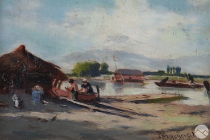 Gergely Porge 1858-1930 Hungarian Lake Painting