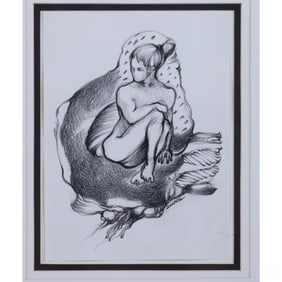 Aurelio Zuniga Shapay b1960 Nude Charcoal Drawing
