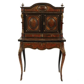 Antique 19th C French Boulle Writing Desk Cabinet