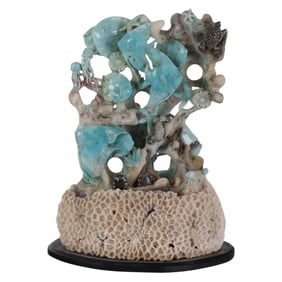 Blue Quartz Marine Ocean Reef Sculpture by WK Ngai