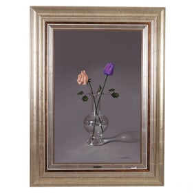 Javier Mulio b.1957 Flower Still Life Oil Painting