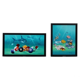 Kenneth F Aunchman 20C Fun Aquatic Giclee 2pc LOT