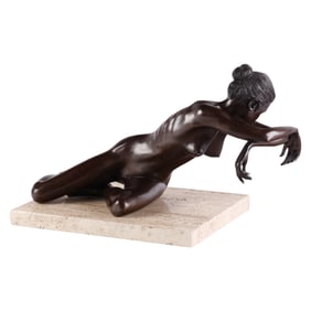 Isidore Margulies b.1921 Bronze Shy Nude Sculpture