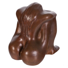 Nicomedes Zuloaga b1949 Bronze Nude Girl Sculpture