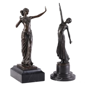 Art Deco Bronze Woman after Preiss & Chiparus LOT