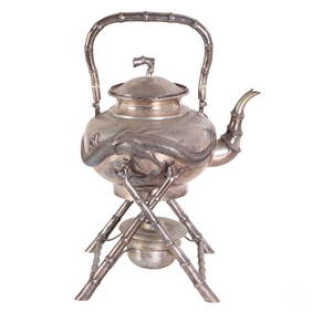 Chinese Export 900 Silver Shingfat Teapot on Stand (1 of 7)