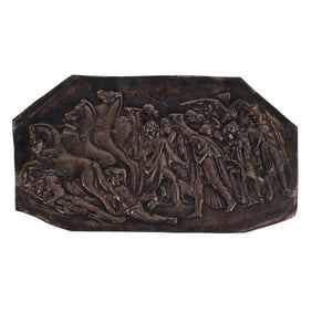 Antique English Sterling Silver Repousse Plaque