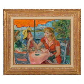 Robert Philipp (1895-1981) Cafe Scene Oil Painting