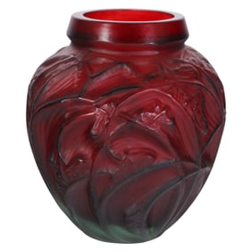 Art Deco Style Grasshopper Vase after Rene Lalique